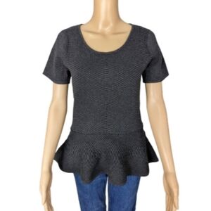 Ivanka Trump Jacquard Knit Peplum Blouse M